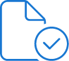 blue icon of a document with a checkmark