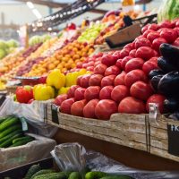 fruit and vegetable produce in a grocery store